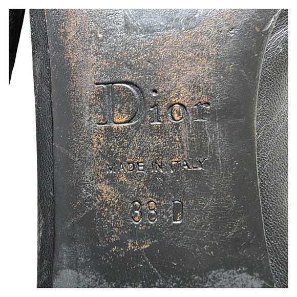 Dior Bow Black Flats for Women for sale | eBay Christian Dior Black Leather Bow Ballet Flats 38 D Made in Italy